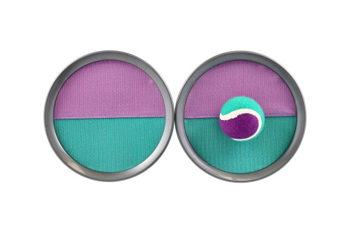 Lambáda/Catch ball hra s míčkem na suchý zip 19 cm zeleno-fialová