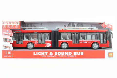 Trolejbus/Autobus plast 45cm na setrvačník na bat. se světlem se zvukem