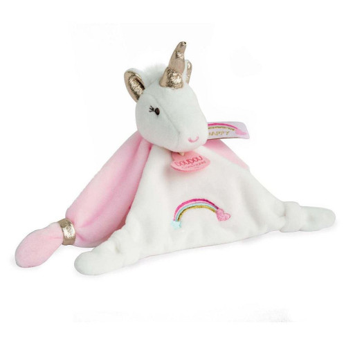 Dárková sada - plyšový muchláček jednorožec růžový 20 cm Doudou