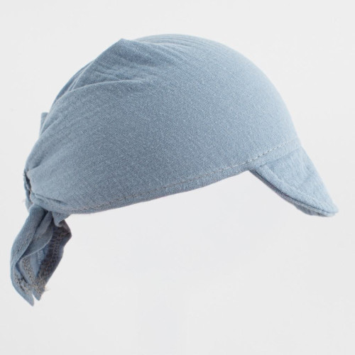 Dětský letní mušelínový šátek s kšiltem blue New Baby