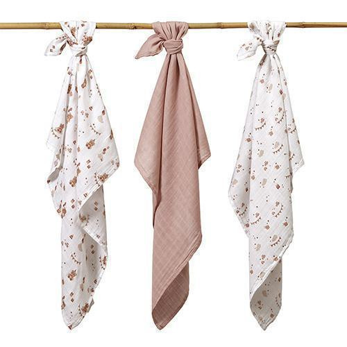 Mušelínové plenky Super Soft růžové 3 ks 70x70 cm BabyOno