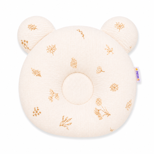 Mušelínový tvarovaný polštářek Louka Nature, béžová Baby Nellys
