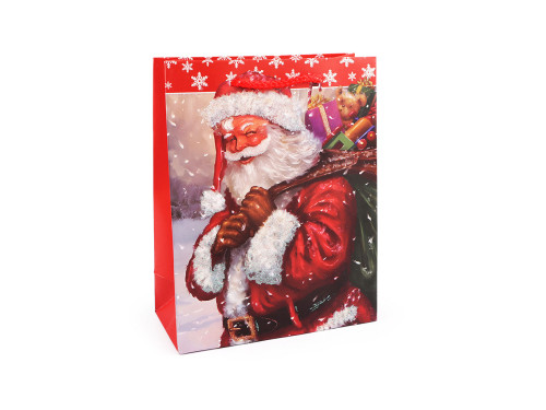 Vánoční dárková taška s glitry 18 x 23 x 8 cm Santa 1