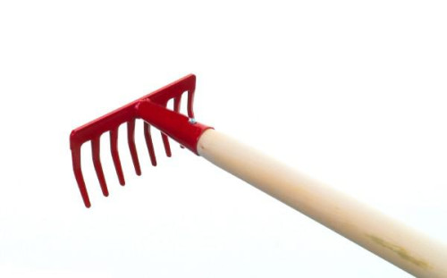 Hrábě s násadou kov/dřevo 80 cm červené