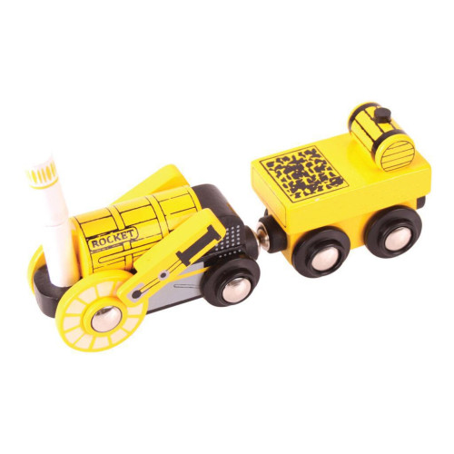 Replika historické lokomotivy Rocket + 2 koleje Bigjigs Rail