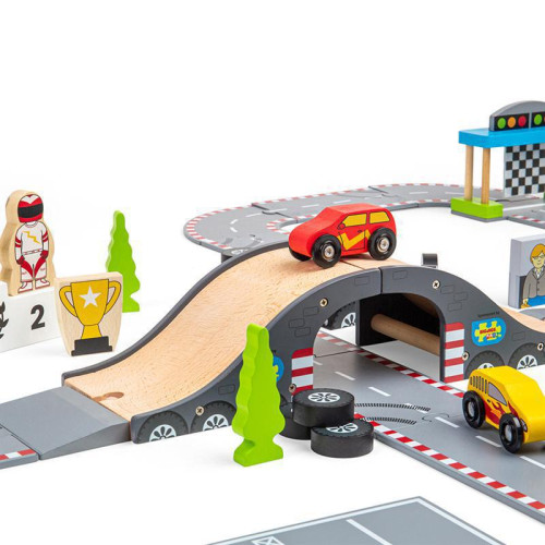 Dřevěná autodráha závodní den Bigjigs Rail