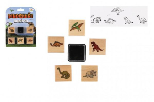 Razítka dřevěná 5+1 s poduškou dinosauři