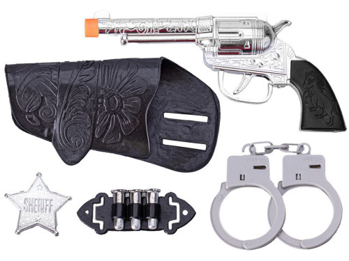 Western set - kolt klapací 19 cm s pouzdrem a doplňky