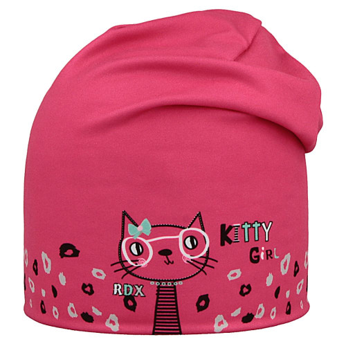 Funkční čepice dlouhá oboustranná Kitty/Srdce růžová RDX