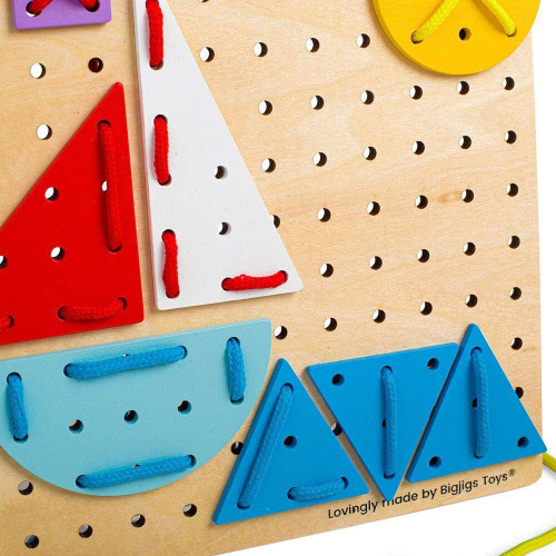 Dřevěná šněrovací hra Geometrické tvary Bigjigs Toys