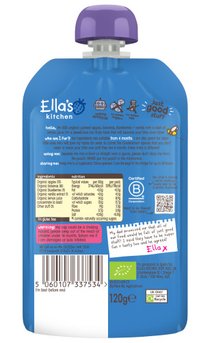 BIO Jablko, borůvka a banán 120 g Ella's Kitchen
