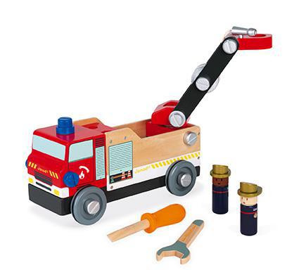 Dřevěné auto a stavebnice Hasiči BricoKids Janod