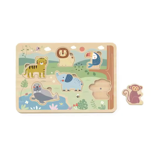 Puzzle se zvuky Zvířátka z džungle Pastel