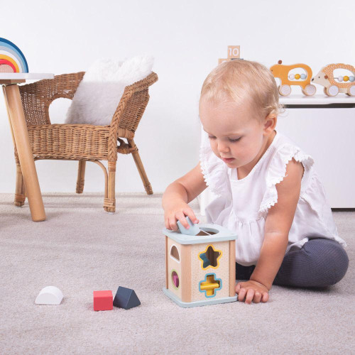 Motorická kostka modrá Bigjigs Toys