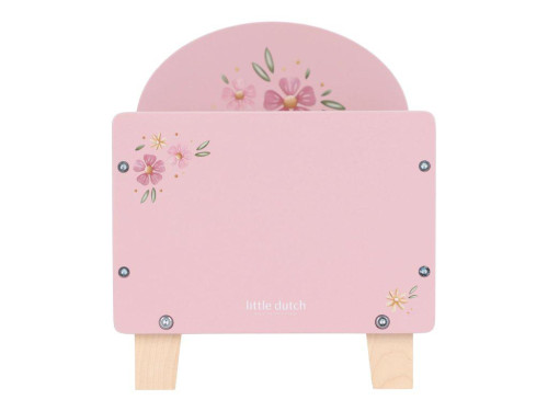 Postýlka pro panenky dřevěná s peřinkou Pink Little Dutch