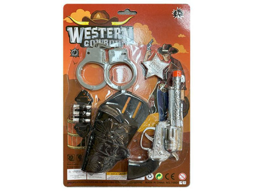 Western set - kolt klapací 19 cm s pouzdrem a doplňky
