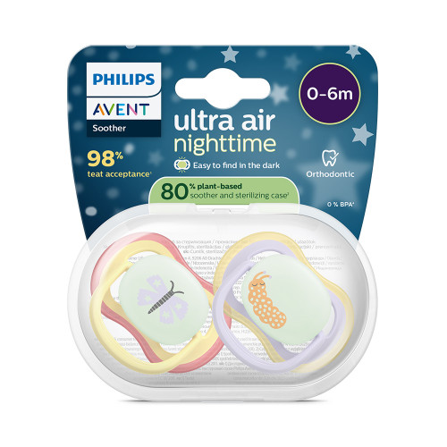 Šidítko Ultra air noční 0-6 m dívka, 2 ks Philips Avent