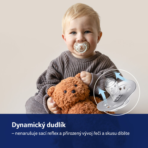 Dudlík svítící silikonový dynamický 2 ks Teddy Love 0 - 6 m Lovi