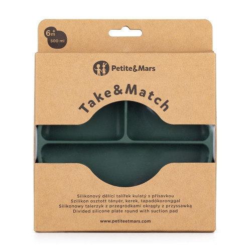 Talířek silikonový dělící kulatý Take&Match 6 m+ Petite & Mars