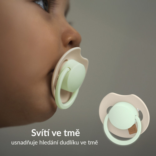 Dudlík svítící silikonový dynamický Prime 6-18 m 2 ks Ivory/Blush Lovi
