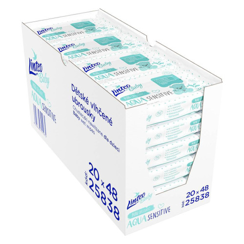 Dětské vlhčené ubrousky Linteo Baby AQUA SENSITIVE 48 ks