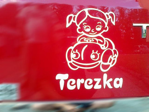 Nálepka na auto - "dítě v autě" se jménem a obrázkem dle vlastního výběru