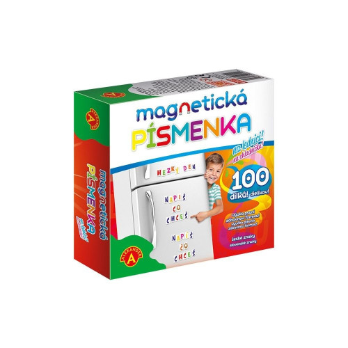 Magnetická písmenka na lednici 100 dílků v krabici