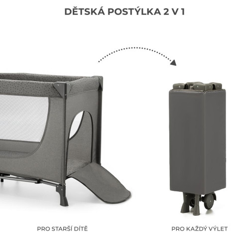 Postýlka cestovní Joy 2 Dark grey Kinderkraft