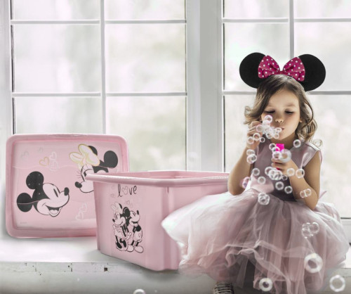 Úložný box s víkem malý "Minnie", Růžová 4,2 l