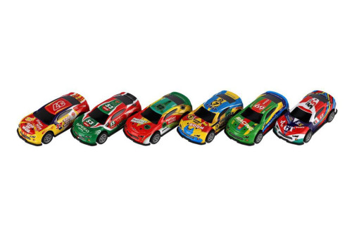 Auto závodní 6 ks kov/plast 7 cm na zpětné natažení