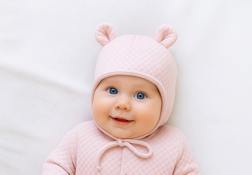 Prošívaná čepička podšitá na zavazování růžová Baby Service