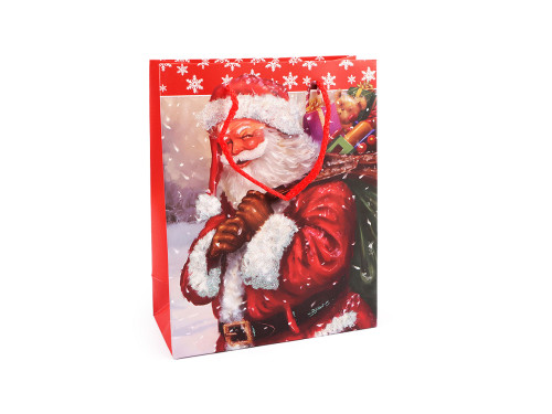 Vánoční dárková taška s glitry 18 x 23 x 8 cm Santa 1