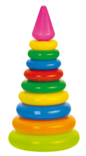 Skládanka pyramida s kroužky plast 28 cm