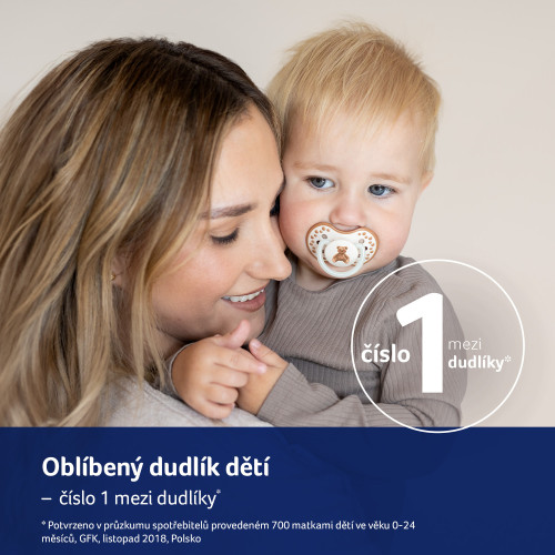 Dudlík svítící silikonový dynamický 2 ks Teddy Love 18 m+ Lovi
