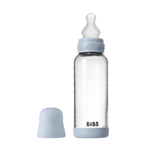 Antikoliková skleněná láhev se silikonovým dudlíkem 240 ml BIBS