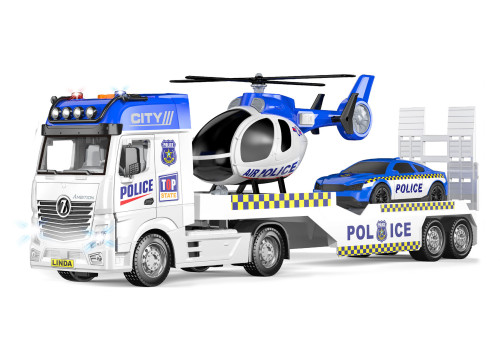 Auto policie tahač 55 cm a helikoptéra s efekty