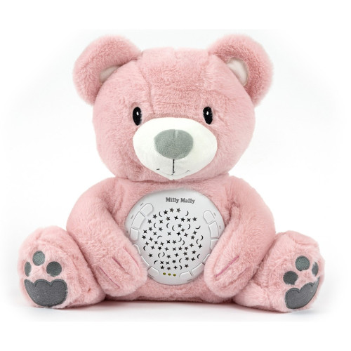 Plyšový usínáček medvídek s projektorem Bear pink Milly Mally