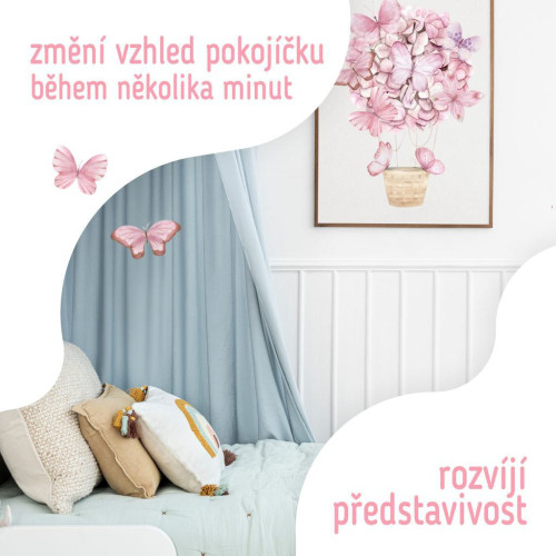 Nástěnné samolepky do dětského pokoje, Pink Butterflies Sipo