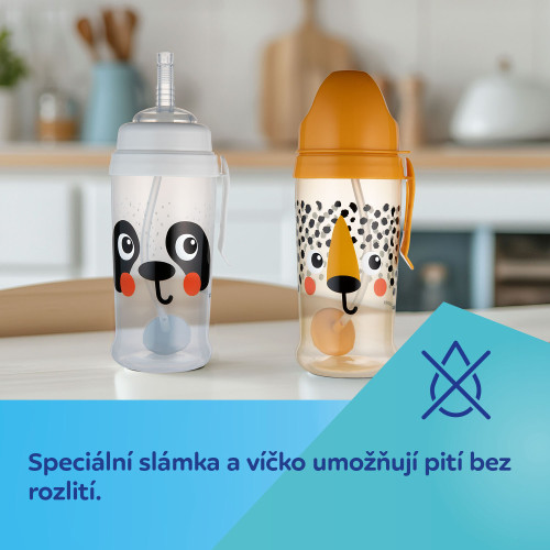 Lahev nevylévací sportovní se slámkou a závažím BabiesBoo 350 ml Canpol babies