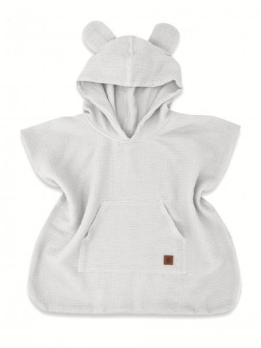 Dětské mušelínové pončo lux s kapucí Teddy rychleschnoucí šedé