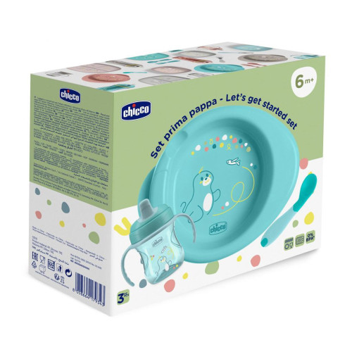 Startovní set - talíř, láhev a lžička 6 m+ Chicco