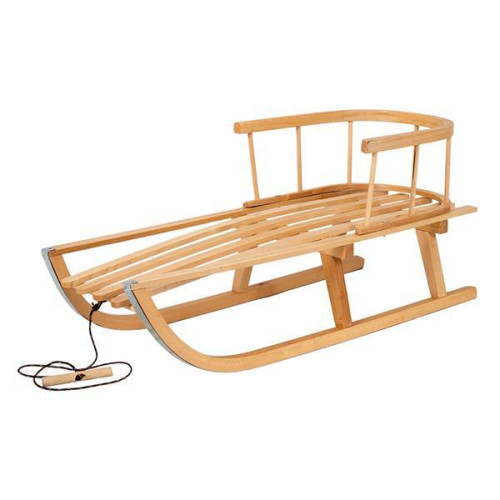 Dětské celodřevěné sáňky s opěradlem a provázkem Bayo 90 cm