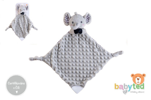 Usínáček babyted kousátko, chrastítko plyš 25x25 cm 0 m+
