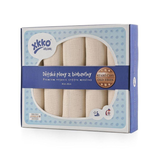 Biobavlněné dětské pleny Staré časy 80x80 Natural 5ks