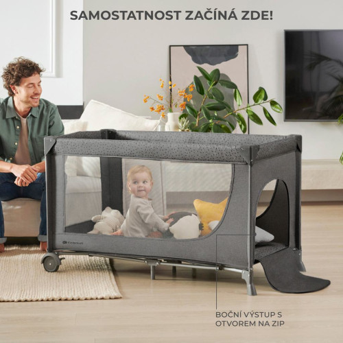 KINDERKRAFT Postýlka cestovní Joy 2 s doplňky Beige