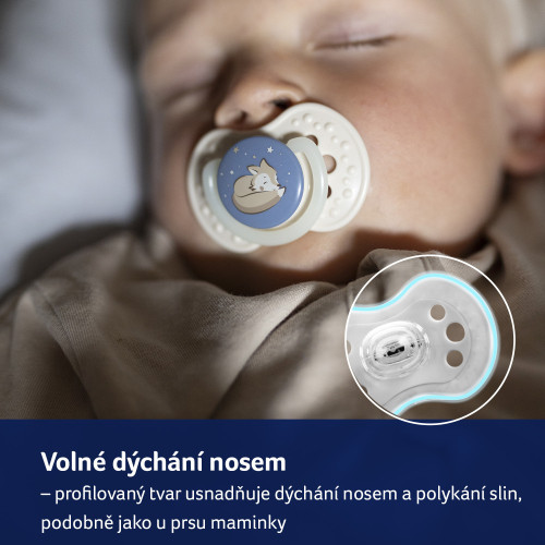 Dudlík svítící silikonový dynamický Night & Day 0 - 6 m, 2 ks Lovi