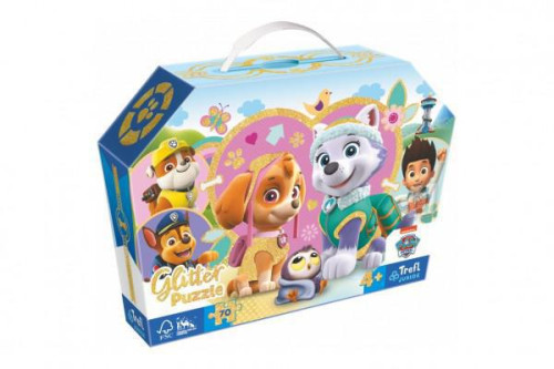 Puzzle třpytivé Skye a Everest Tlapková patrola/Paw patrol 70 dílků