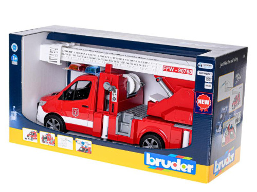 Bruder hasičské auto MB Sprinter se žebříkem stříkající vodu se světlem a zvukem