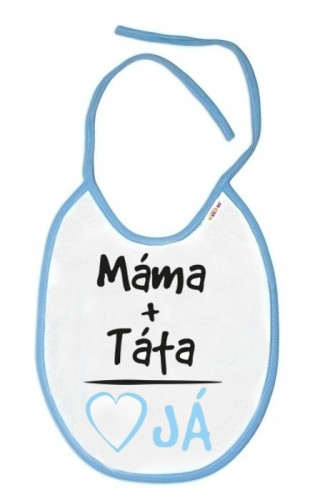 Nepromokavý bryndáček Máma+Táta modrý Baby Nellys