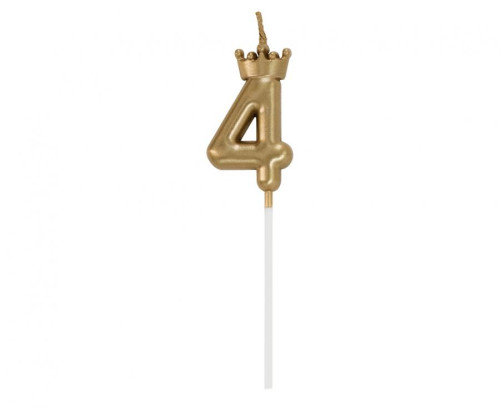 Svíčka dortová zlatá s korunkou, 6cm